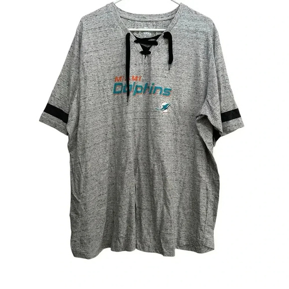 Fanatics Heather Gray "Miami Dolphins" Lace-Up Top Size 4X - Picture 1 of 4